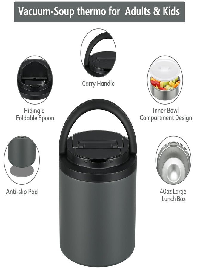 Elipark Thermo for Hot Food, Soup Thermo for Adults 40oz Lunch Containers Wide Mouth, Insulated Food Container Leak Proof Vacuum Stainless Steel With Carry Handle and Spoon BPA Free - Image 2